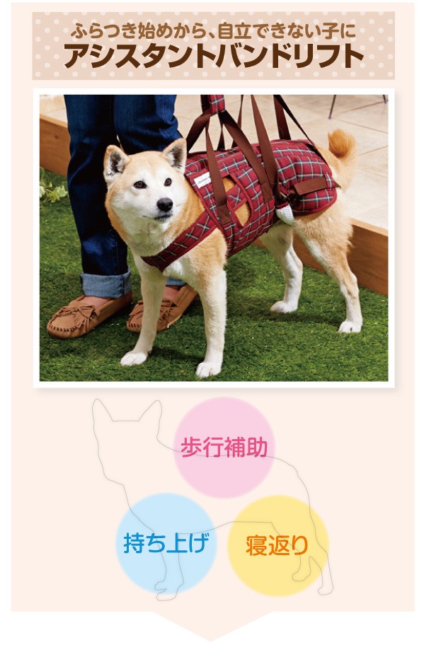 犬 介護 アシスタントバンド リフト 着丈52×バスト最小70×最大75cm、ウエスト68〜72cm シニア 老犬 補助 散歩 歩行 中型犬 大型犬