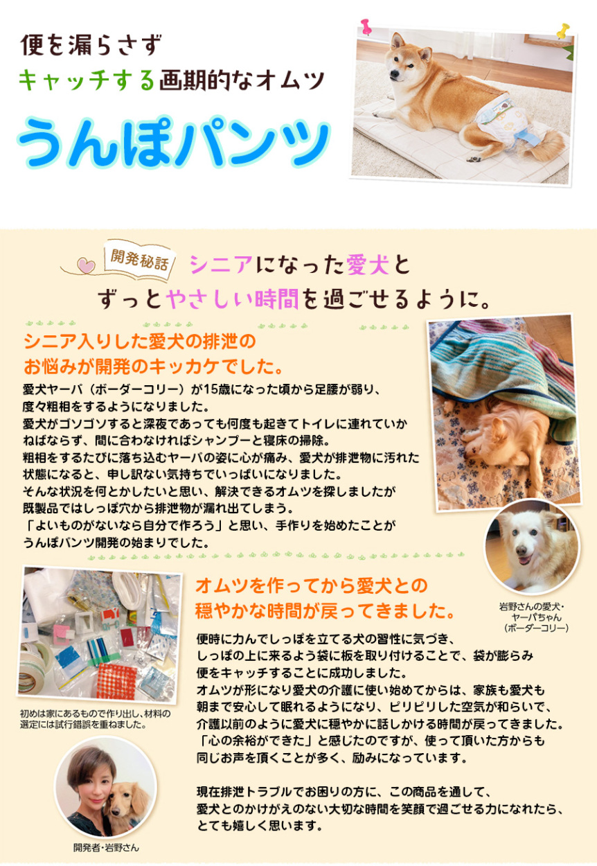 うんぽパンツ S・3枚 犬 おむつ 介護 おもらし シニア犬 老犬 トイレ ...