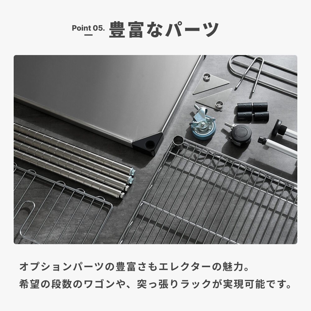 スーパーエレクター 棚 シェルフ 幅151.8x奥行35.9cmx高さ158.7cm Pポール ダイカスト・アジャストボルト付 4段 業務用の画像