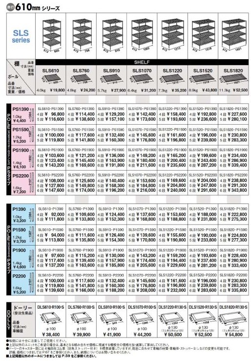 ステンレスエレクターシェルフ 幅75.8x奥行61.3cmx高さ219.7cm PS