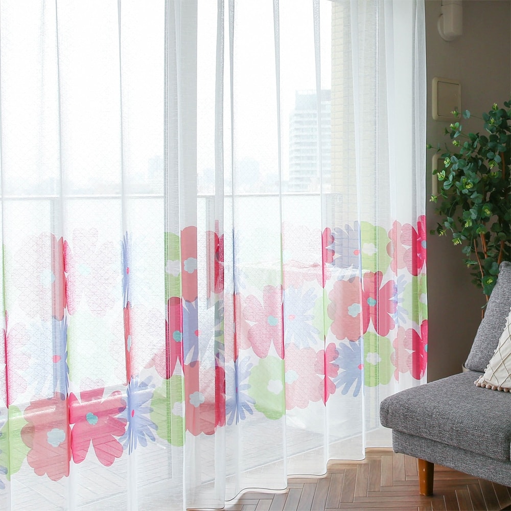 サンゲツ（SANGETSU） レースカーテン オーダー ボイル 洗濯可能 防炎