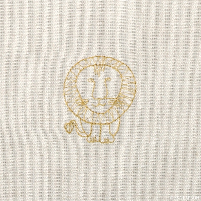 カーテン リサラーソン キャラクター ライオン(刺繍) ブラウン 1.5倍