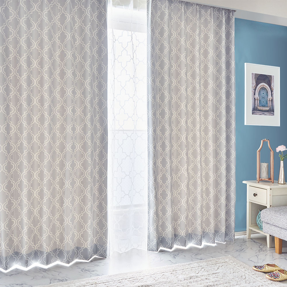 カーテン 遮光 オーダー 2級遮光 洗濯可能 ピンク モロッカン オーダー