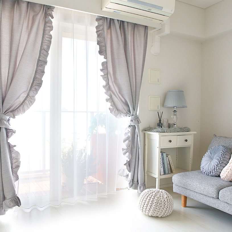 カーテン 韓国 おしゃれ オーダー 非遮光 洗濯可能 レッド ホワイト