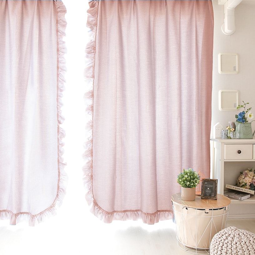 カーテン 韓国 おしゃれ オーダー 非遮光 洗濯可能 レッド ホワイト