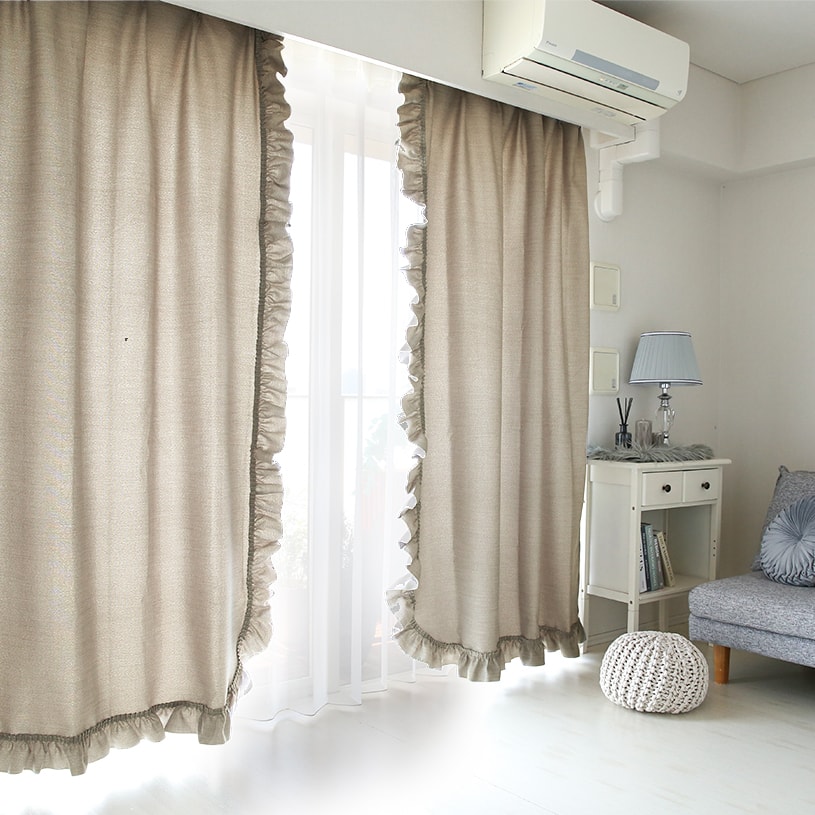 カーテン 韓国 おしゃれ オーダー 非遮光 洗濯可能 レッド ホワイト