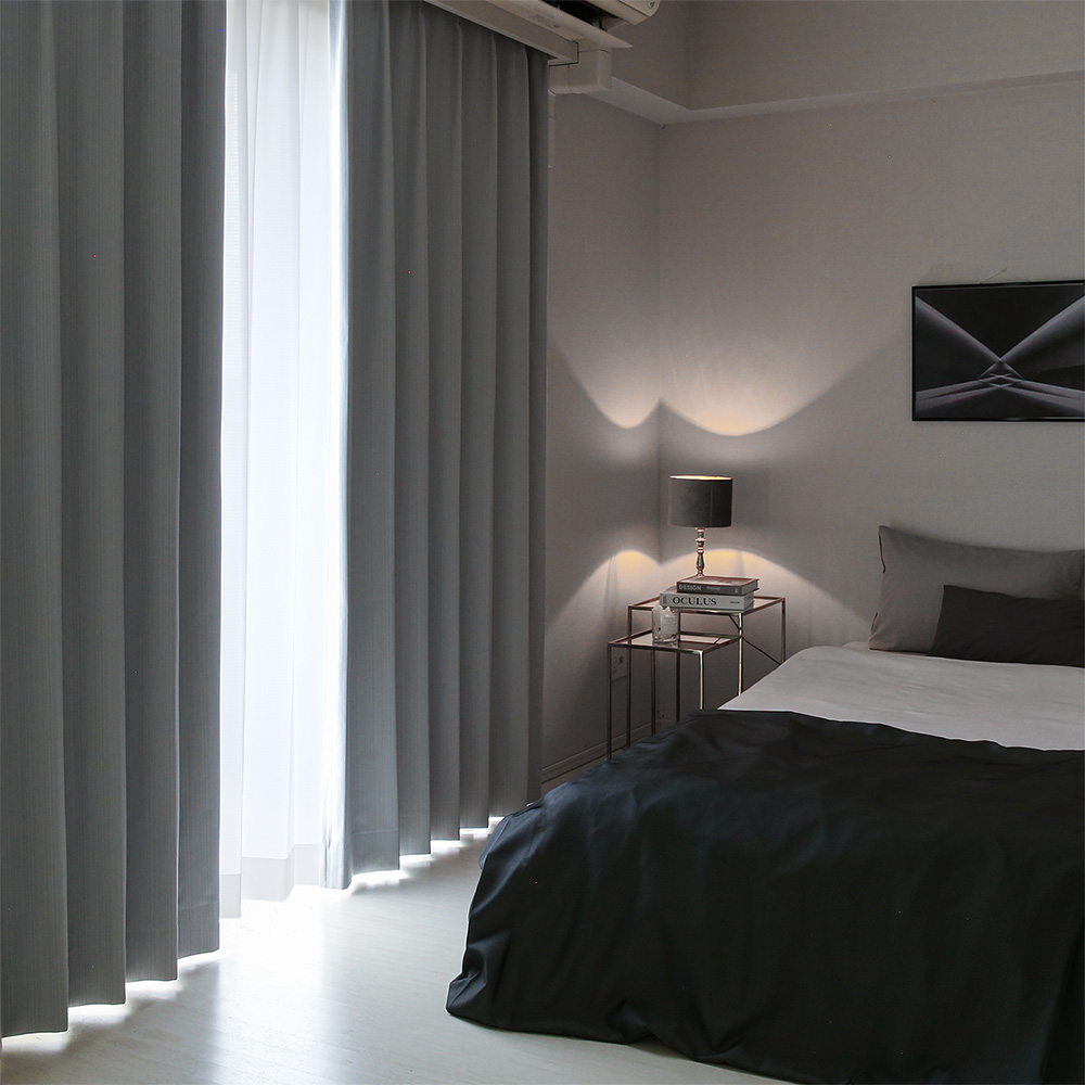 新品未使用☆ホテルライク カーテン二枚セット モノトーン 132×274 モダン おしゃれ カーテン 完全遮光 保温 遮熱 防音 洗濯可 ホテル