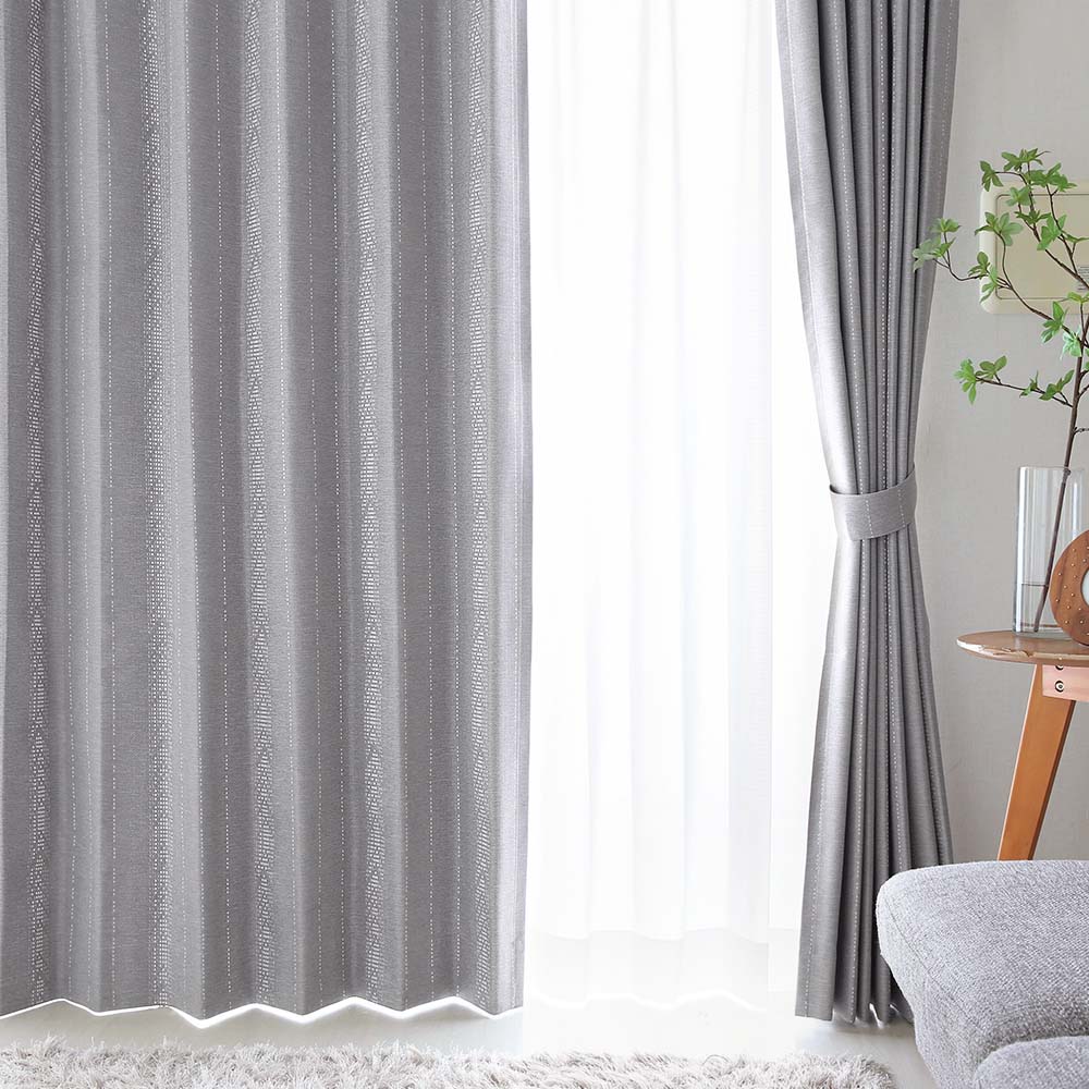 レースカーテンセット とにかく軽い！光沢糸が描くストライプが美しい