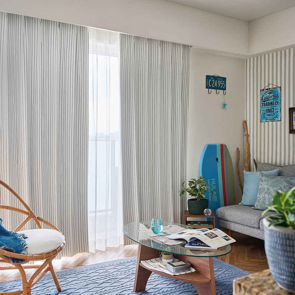 カーテン ストライプ 完全遮光 遮熱 保温 遮音日本製 スタイリッシュ