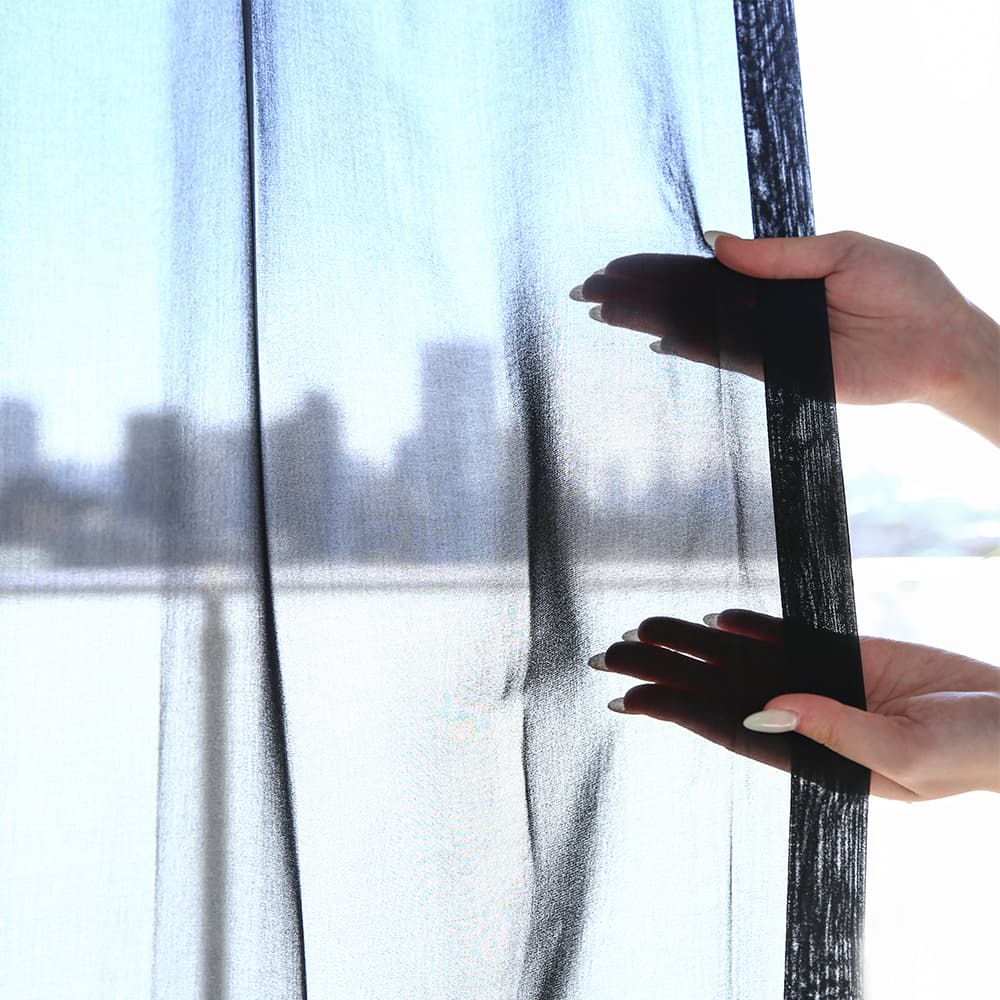 レースカーテン オーダー ボイル 洗濯可能 ブラック オーダーカーテン