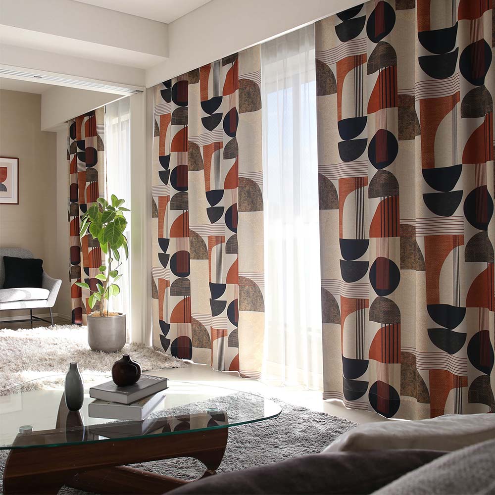 1月下旬入荷予定 最短・翌日出荷 アート カーテン アールデコの濃厚な香り漂う、当店オリジナルデザイン  ヒダなし(フラット) |  | 03