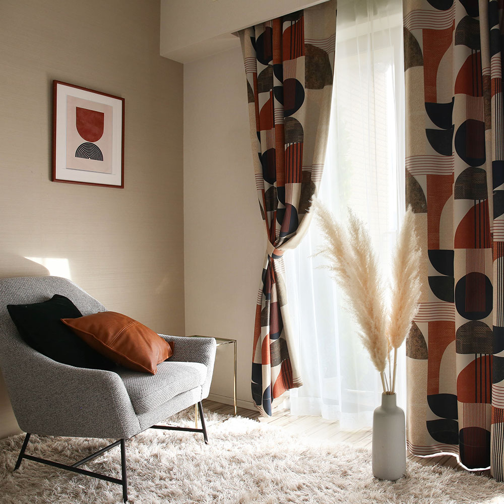 1月下旬入荷予定 最短・翌日出荷 アート カーテン アールデコの濃厚な香り漂う、当店オリジナルデザイン  ヒダなし(フラット) |  | 04