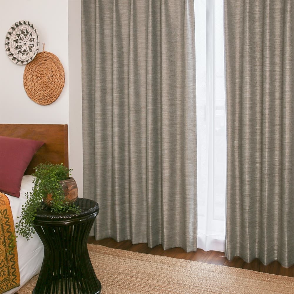 カーテン 遮光 オーダー 2級遮光 洗濯可能 防炎 ブラウン オーダー