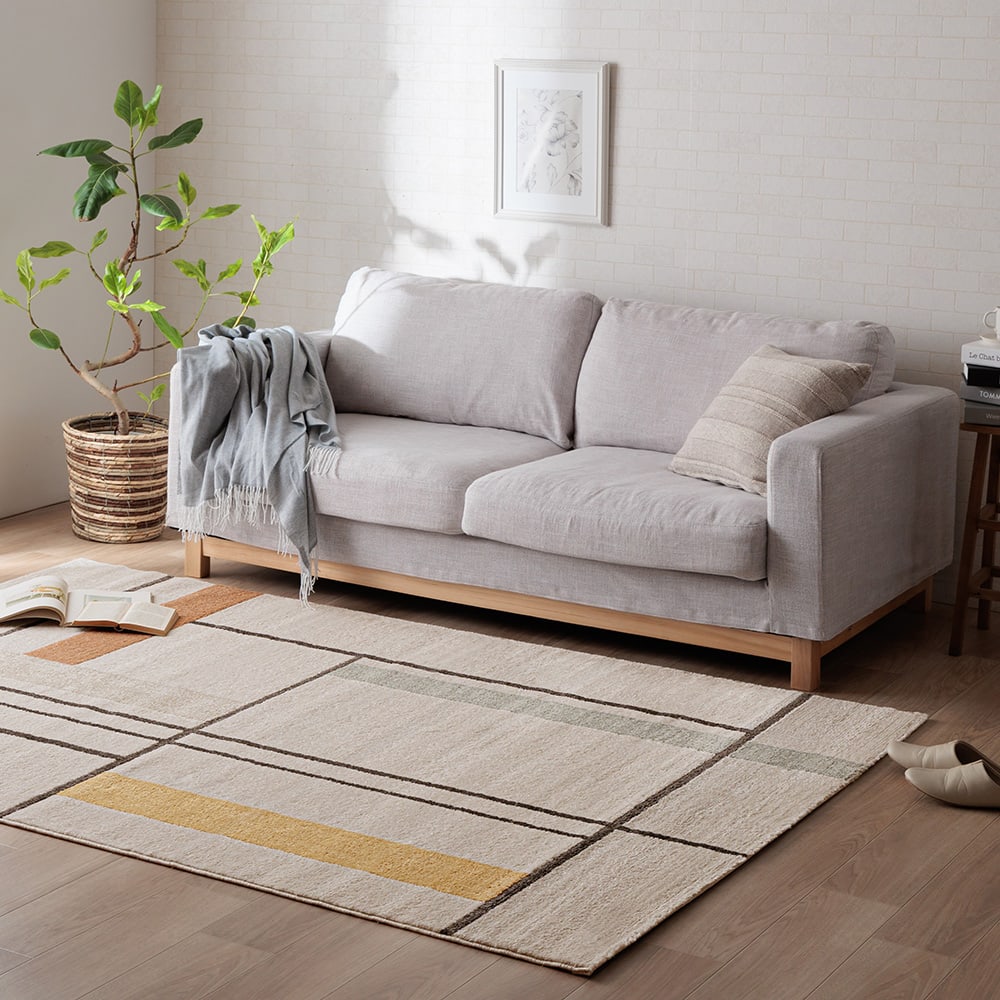 ラグ レトロモダンな雰囲気漂うミニマルなライン柄が魅力的な