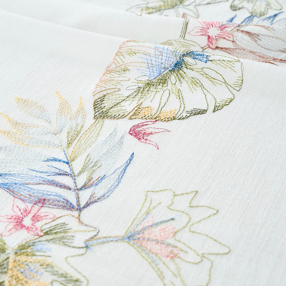 レースカーテン レース シアー ボイル ストライプ 刺繍 トルコ刺繍