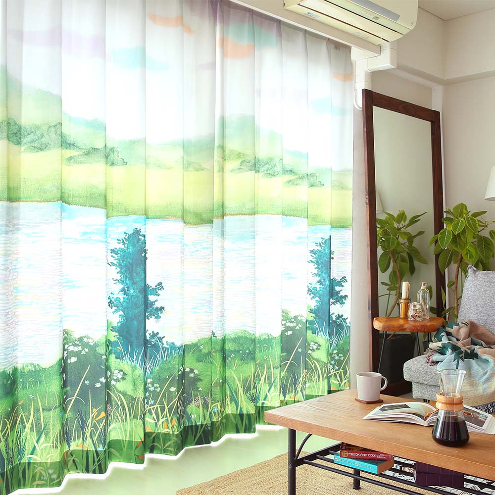 アートカーテン 非遮光 防炎 アウトドア 風景画 小沢さかえ