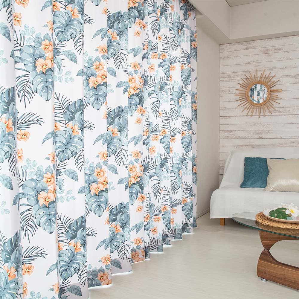 シンコール カーテン おしゃれ オーダー 洗濯可能 防炎 ピンク ハワイ