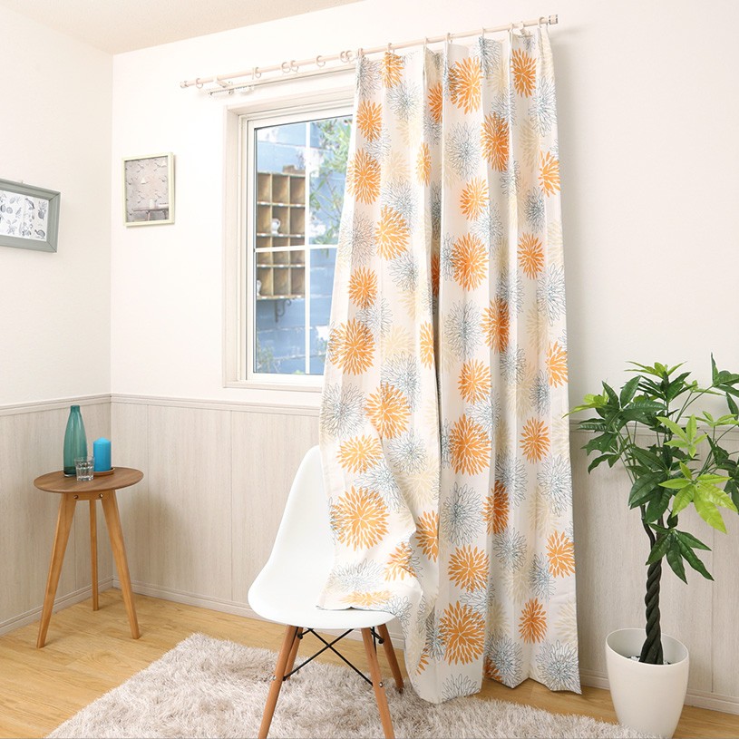 カーテン 遮光 オーダー 2級遮光 洗濯可能 北欧 花柄 オーダーカーテン 