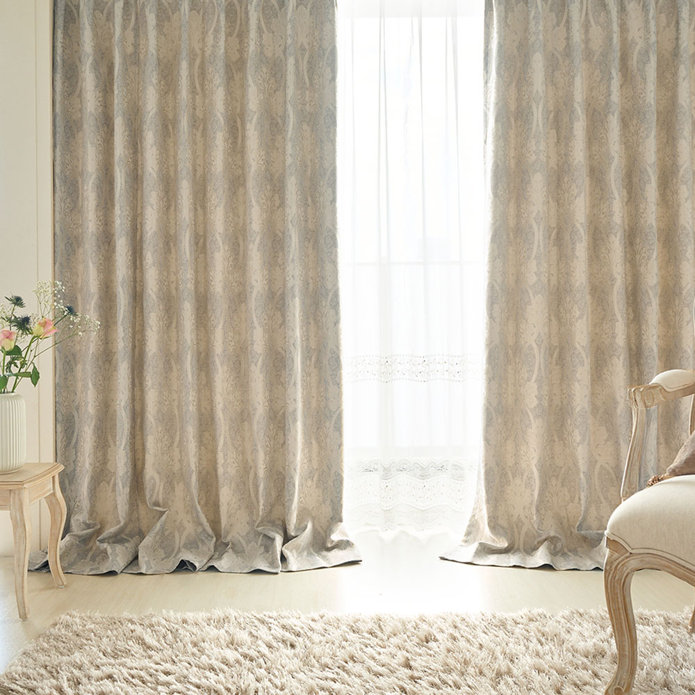 ジャガード カーテン 3級遮光 高級感 ライトブラウン ベージュ