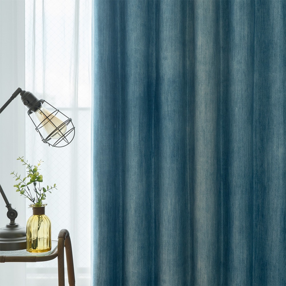 西海岸カーテン カーテン メンズカーテン デニム風 インディゴ ブルー