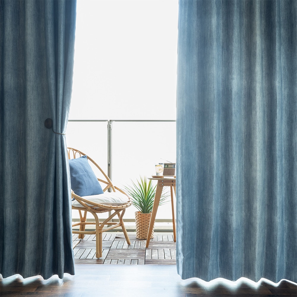 西海岸カーテン カーテン メンズカーテン デニム風 インディゴ ブルー