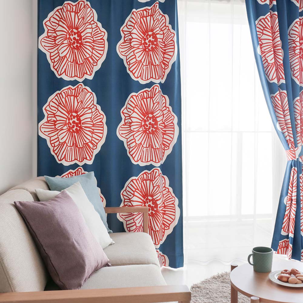 北欧 遮光カーテン モダン×大胆な花柄で、個性溢れるおしゃれ窓辺に