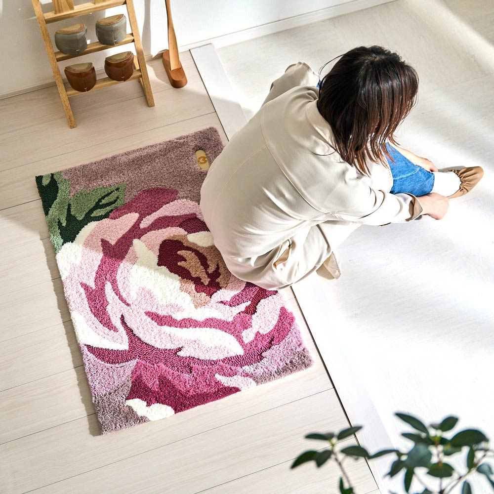 玄関マット 室内 60×90 屋内 おしゃれ エレガント 滑り止め 洗える 花