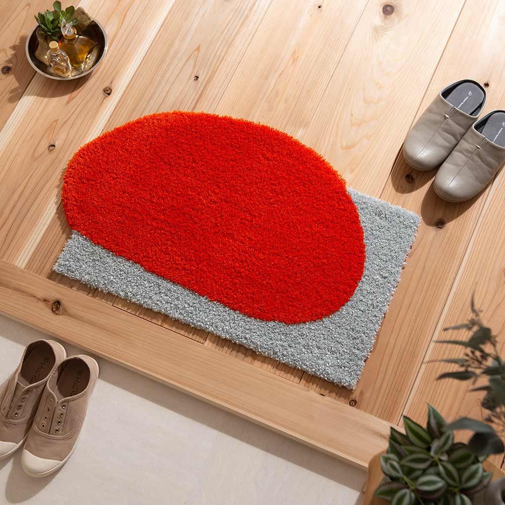 玄関マット 室内 45×70 屋内 北欧 デザイン ラグ オレンジ カーペット