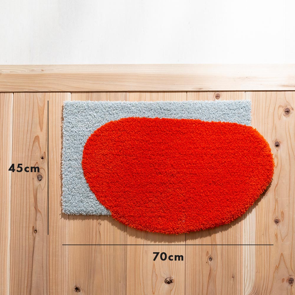 玄関マット 室内 45×70 屋内 北欧 デザイン ラグ オレンジ カーペット