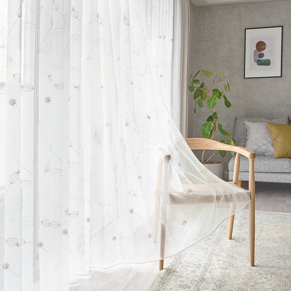 スミノエ レースカーテン 刺繍レース エンブロイダリー シームレス