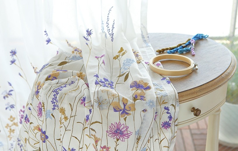 レースカーテン オーダー ミラー 刺繍 洗濯可能 UVカット ホワイト 