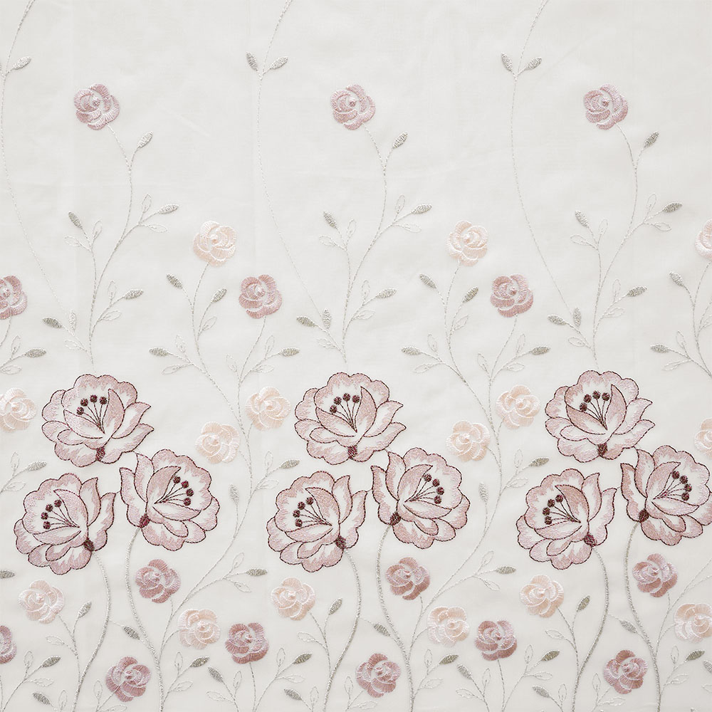 刺繍レースカーテン アンティーク 薔薇 花柄 シームレス