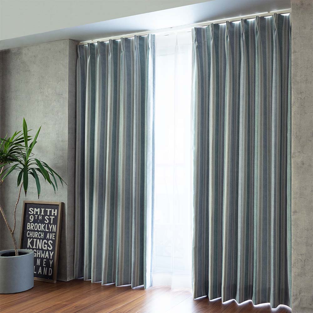 ブルックリン 2級遮光カーテン グランジテイストのマルチストライプで