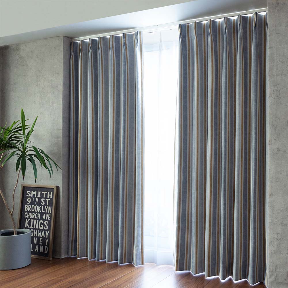 ブルックリン 2級遮光カーテン グランジテイストのマルチストライプで