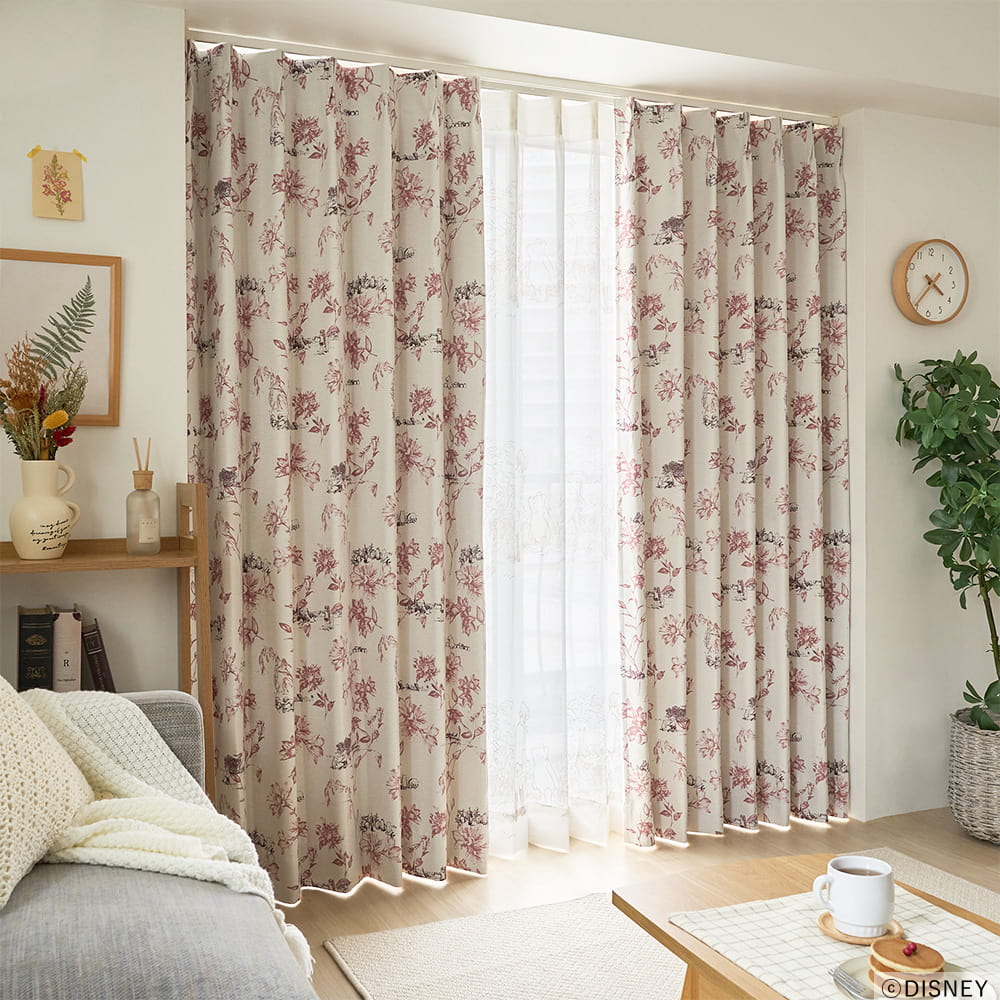 Disney（ディズニー） カーテン 遮光 オーダー 1級遮光 洗濯可能 花柄