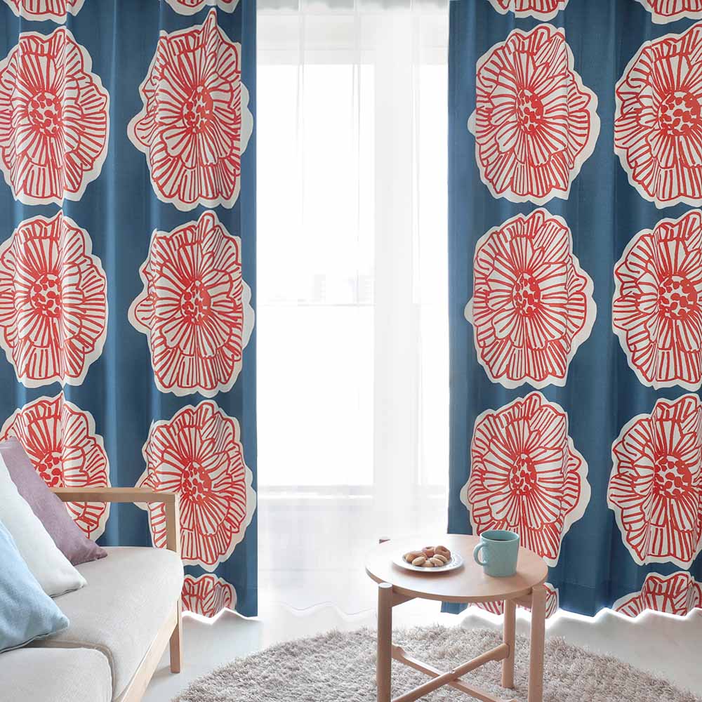 北欧 遮光カーテン モダン×大胆な花柄で、個性溢れるおしゃれ窓辺に