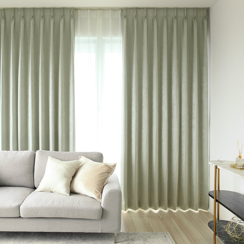 スミノエ カーテン 遮光 オーダー 2級遮光 洗濯可能 防炎 ブルー