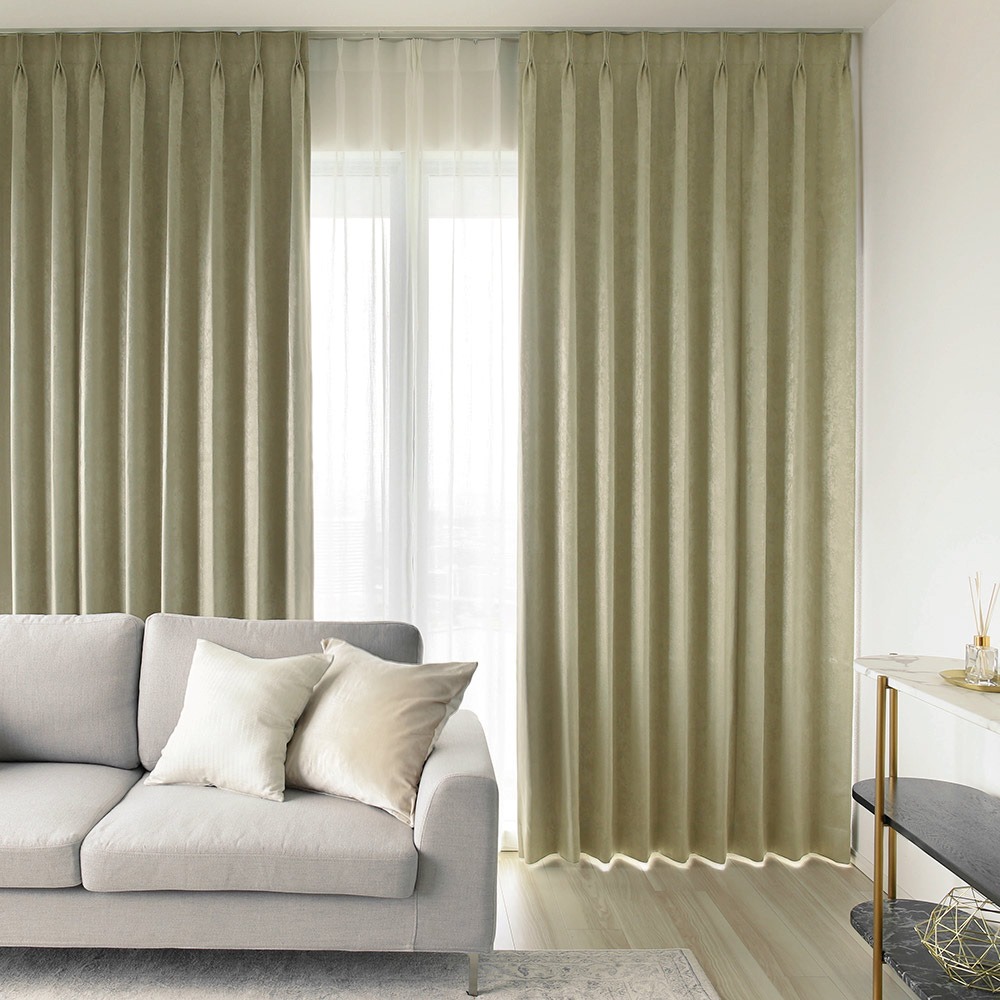 スミノエ カーテン 遮光 オーダー 2級遮光 洗濯可能 防炎 ブルー