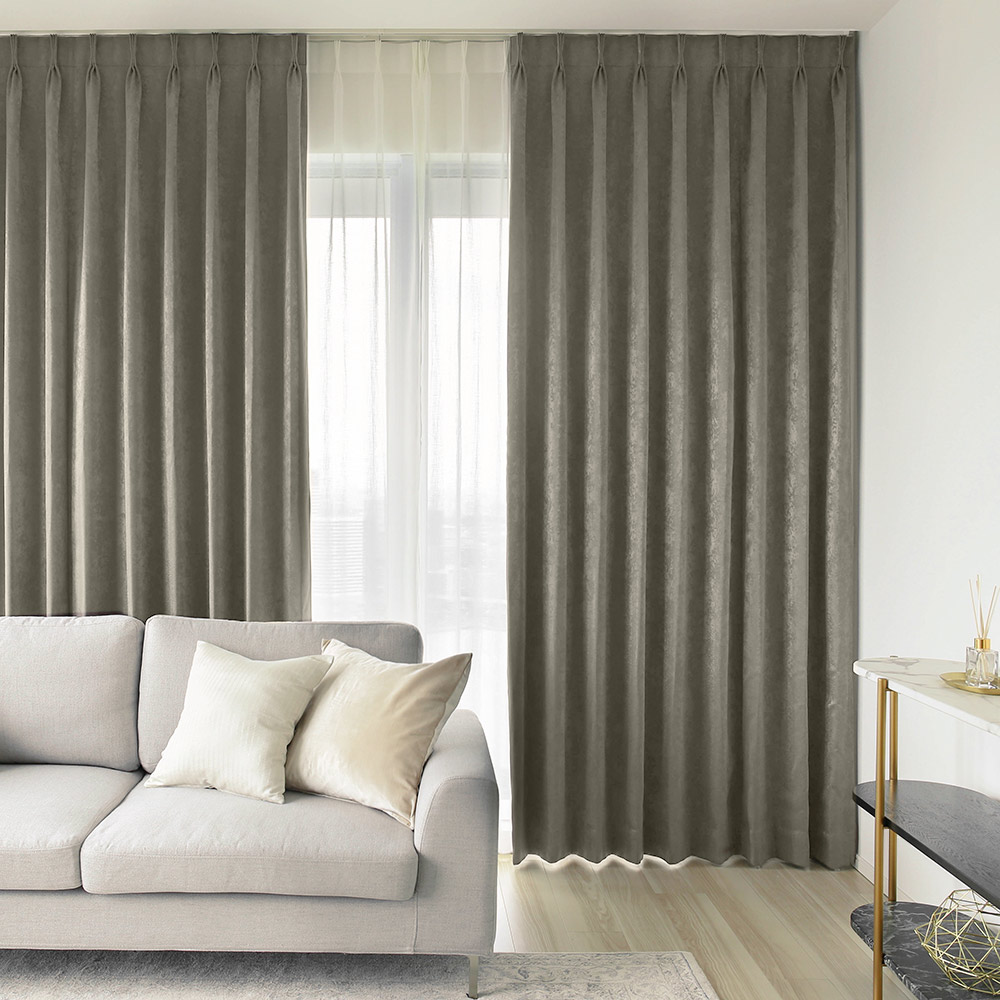 スミノエ(クーカン)のグレーのオーダーカーテン スミノエ カーテン 遮光 オーダー 2級遮光 洗濯可能 防炎 ブルー