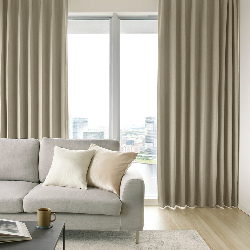 スミノエ カーテン 遮光 オーダー 1級遮光 洗濯可能 防炎 ブラウン