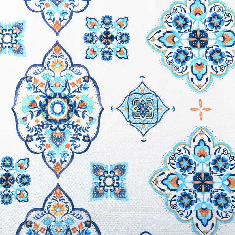 カーテン 非遮光 モロッカン ブルーとイエローのコントラストが美しい