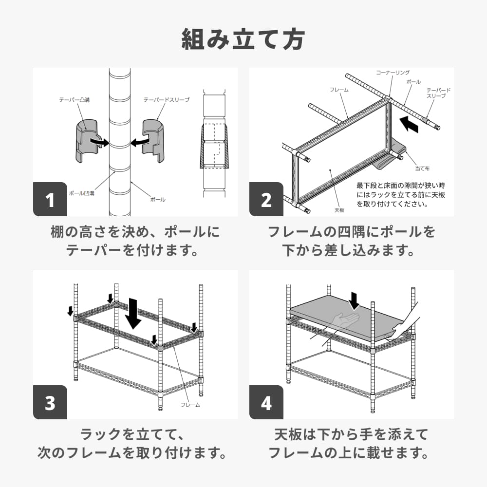 ERECTA（エレクター） ベーシックシリーズ フラットシェルフ パーツ 幅