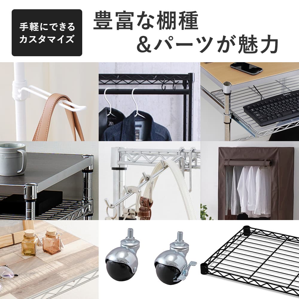 メタルラック 硬質クリアシート 幅約77.5×奥行約32.5 ポール直径19mm パーツ ラック 収納 カスタマイズ 関連画像3