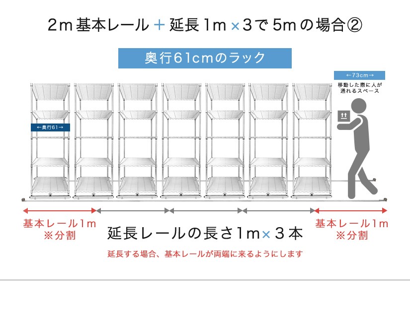 ルミナス スライドレール スライドレール用台車 奥行46cm 幅8×奥行49