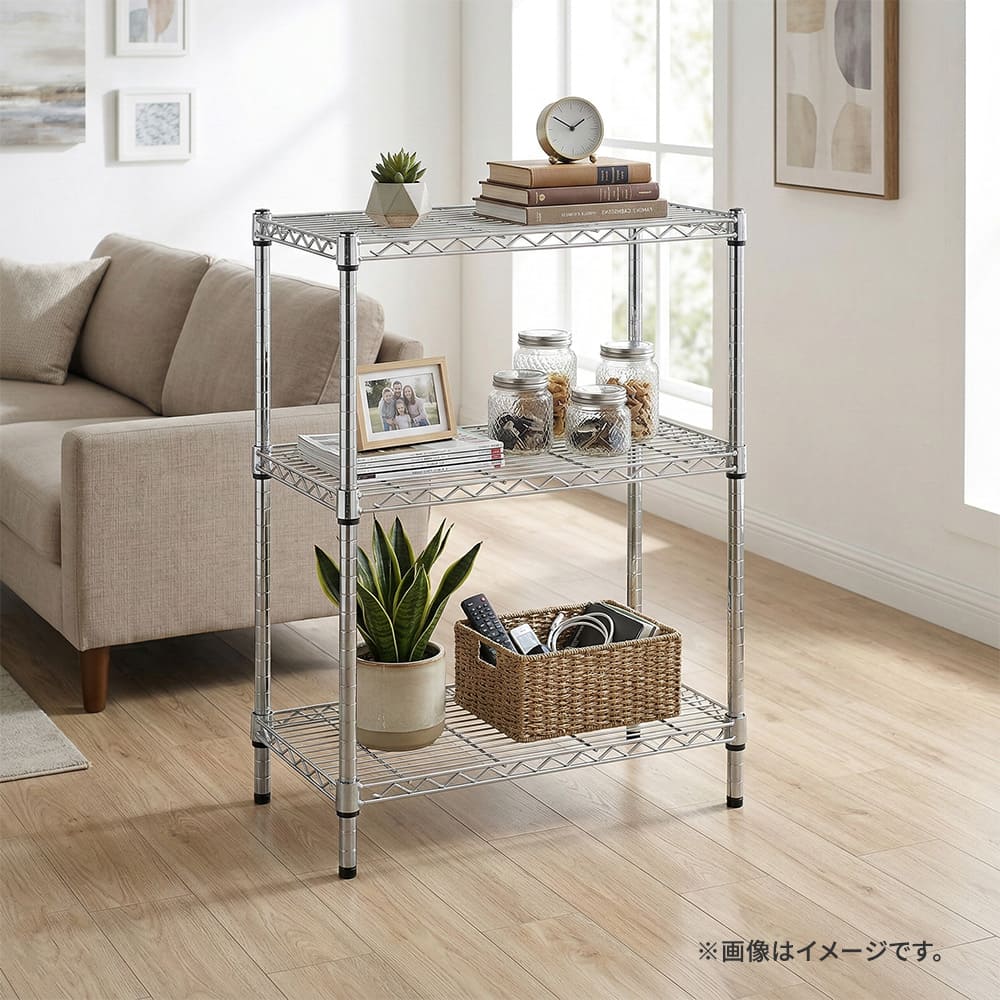 スチールラック 幅66cm メタルラック 3段 (ポール直径25mm・棚板3枚) 防サビ加工 ラック 収納 棚 シェルフ_2