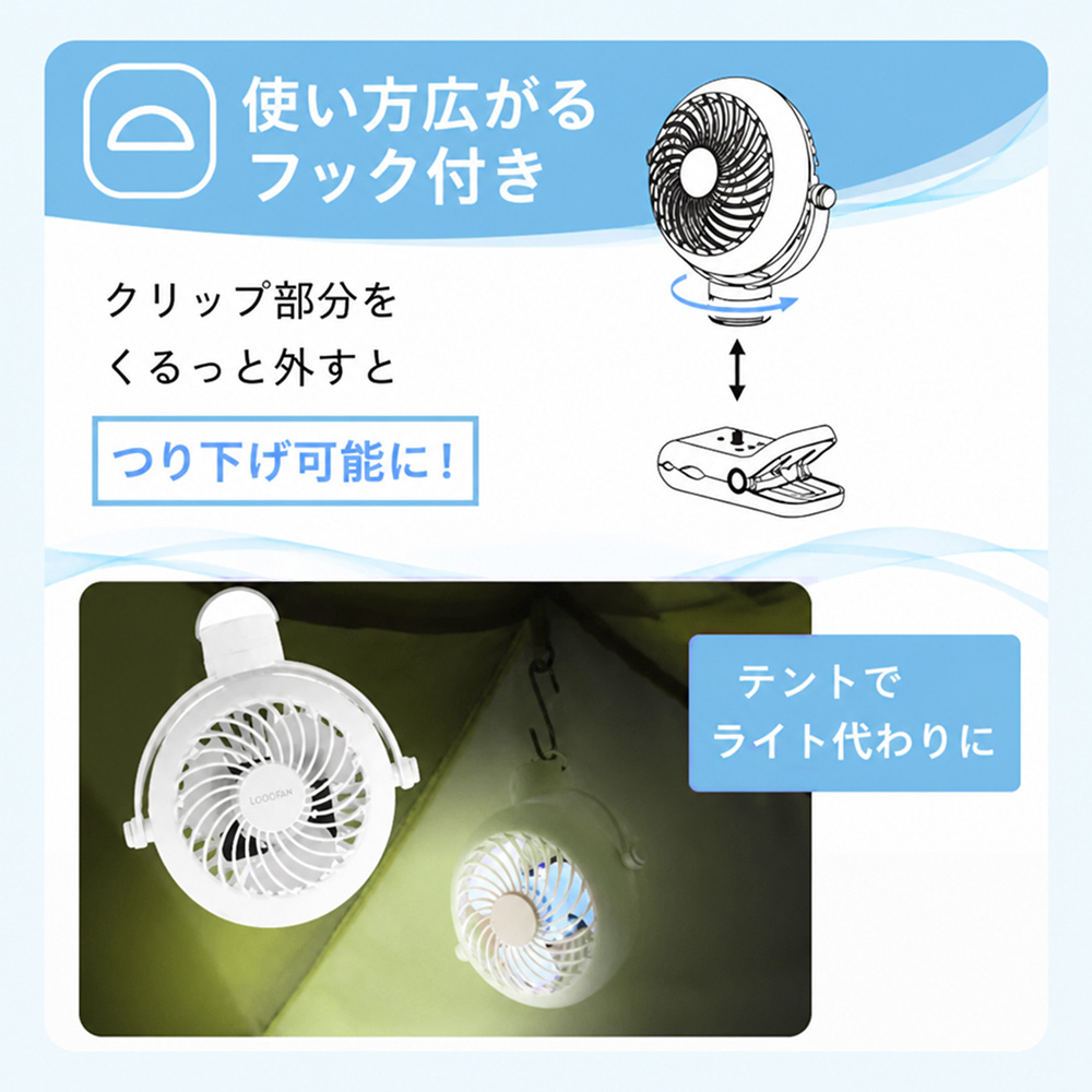 ポータブルクリップ式ファン ポータブルファン ...の詳細画像4