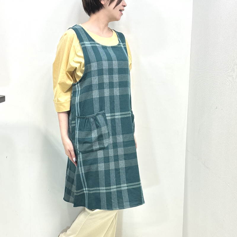涼しいエプロン かぶるだけ ショート丈 夏 夏用 かぶり 薄手 おしゃれ