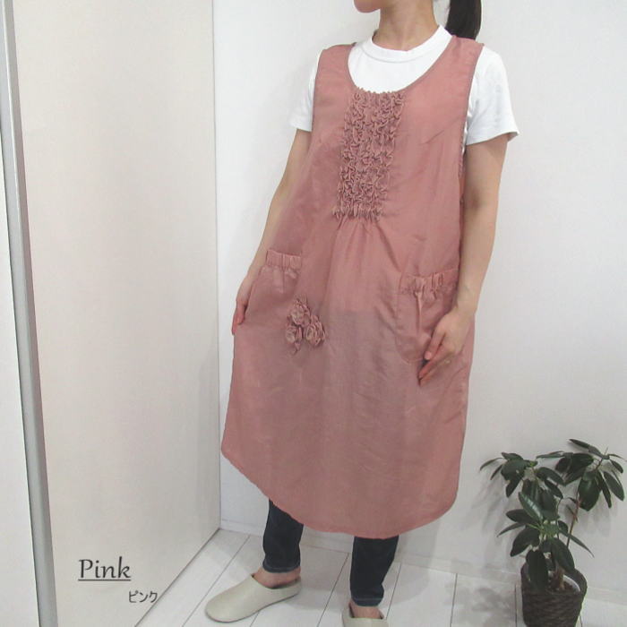ナイロン エプロン かぶり チュニックエプロン 母の日