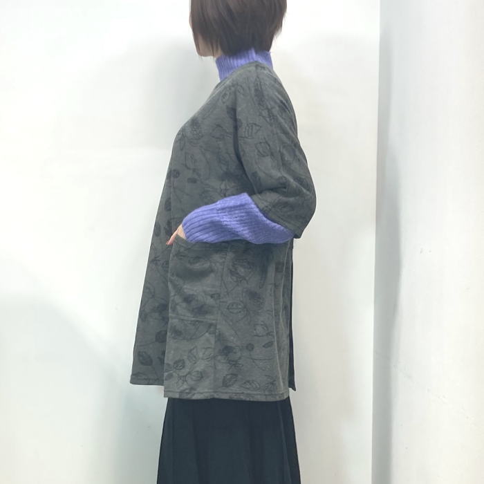 割烹着 かっぽうぎ 葉っぱ柄 スモック チュニック M-Lサイズ 家事