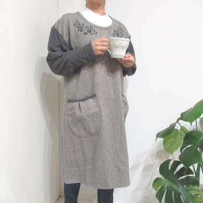 割烹着 おしゃれ かっぽう着 大きいサイズ エプロン かぶるだけ 冬 冬